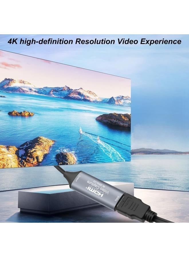 HDMI video capture card, supports 4K input, equipped with dual USB-A and Type-C interfaces, compatible with PS5/XBOX, suitable for live streaming, gaming, cameras, and laptops. - Image 4